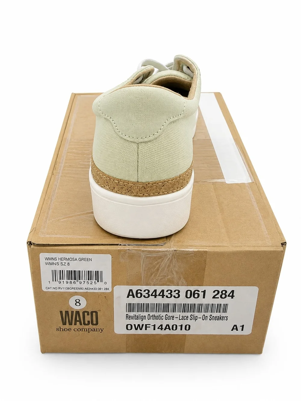 Revitalign Light Green Canvas Lace Up Slip On Comfort Sneakers NIB Womens 7-11
